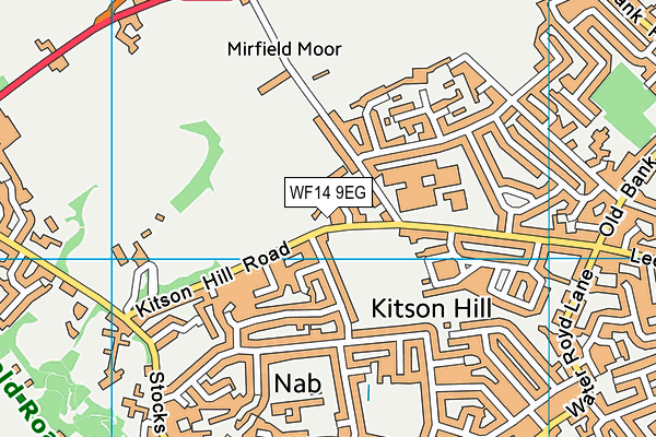 WF14 9EG map - OS VectorMap District (Ordnance Survey)