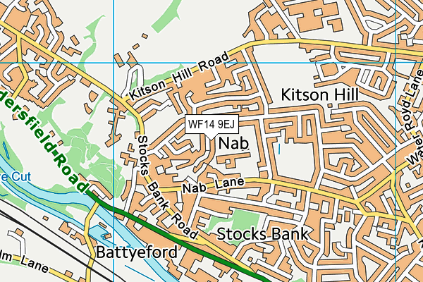 WF14 9EJ map - OS VectorMap District (Ordnance Survey)