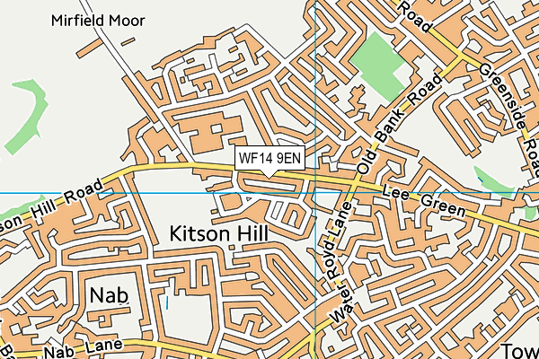 WF14 9EN map - OS VectorMap District (Ordnance Survey)