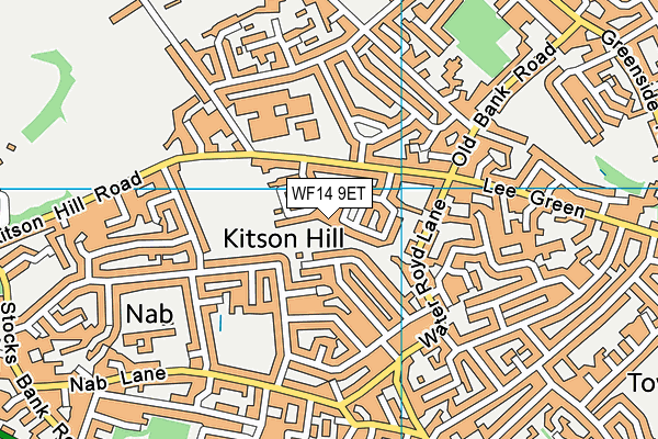WF14 9ET map - OS VectorMap District (Ordnance Survey)