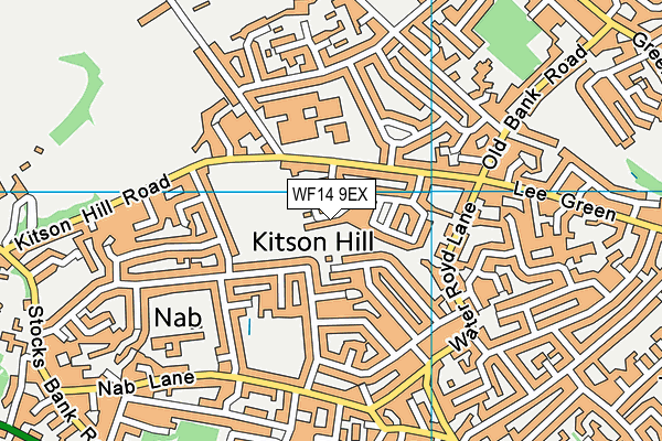 WF14 9EX map - OS VectorMap District (Ordnance Survey)