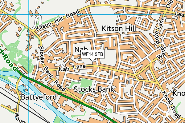 WF14 9FB map - OS VectorMap District (Ordnance Survey)