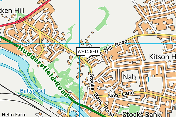 WF14 9FD map - OS VectorMap District (Ordnance Survey)