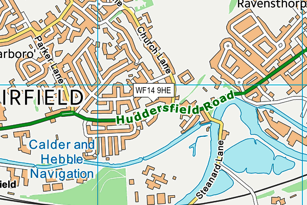 WF14 9HE map - OS VectorMap District (Ordnance Survey)