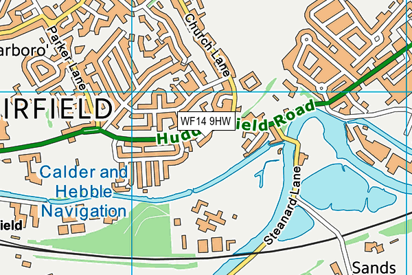 WF14 9HW map - OS VectorMap District (Ordnance Survey)
