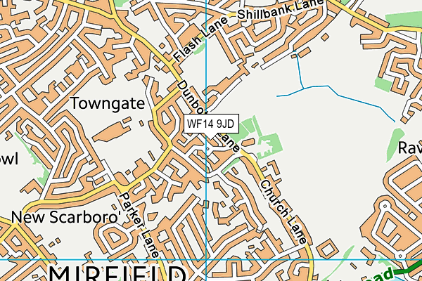 WF14 9JD map - OS VectorMap District (Ordnance Survey)