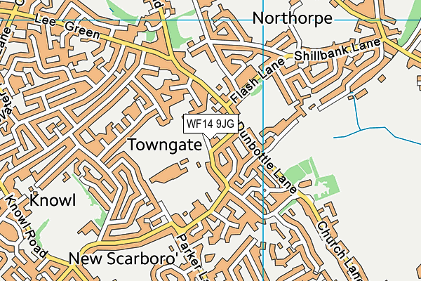 WF14 9JG map - OS VectorMap District (Ordnance Survey)