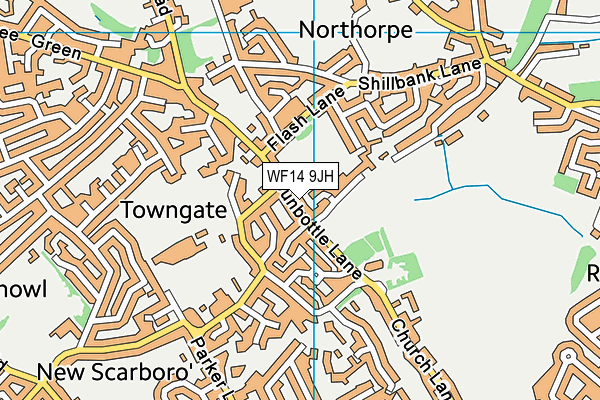 WF14 9JH map - OS VectorMap District (Ordnance Survey)