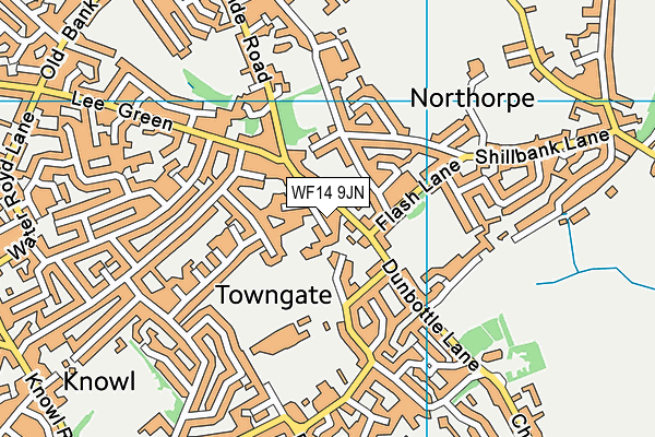 WF14 9JN map - OS VectorMap District (Ordnance Survey)