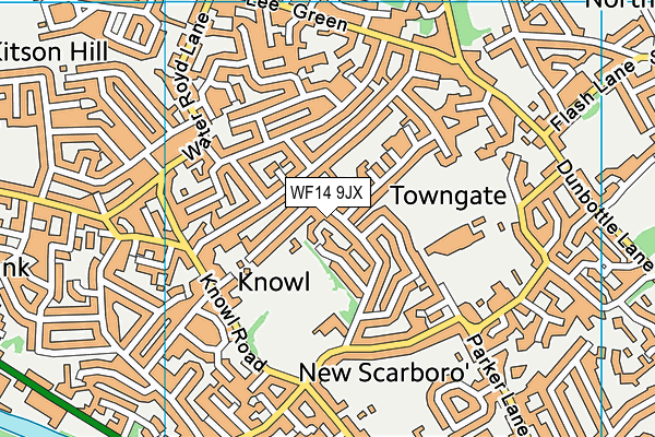 WF14 9JX map - OS VectorMap District (Ordnance Survey)