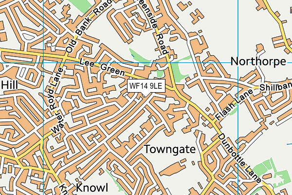 WF14 9LE map - OS VectorMap District (Ordnance Survey)