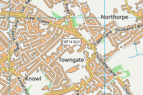 WF14 9LH map - OS VectorMap District (Ordnance Survey)