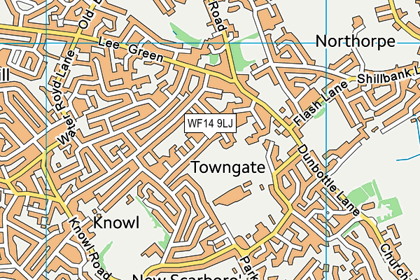 WF14 9LJ map - OS VectorMap District (Ordnance Survey)