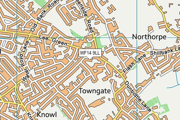 WF14 9LL map - OS VectorMap District (Ordnance Survey)