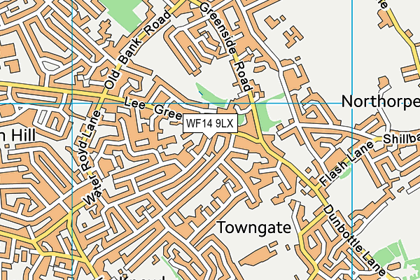 WF14 9LX map - OS VectorMap District (Ordnance Survey)