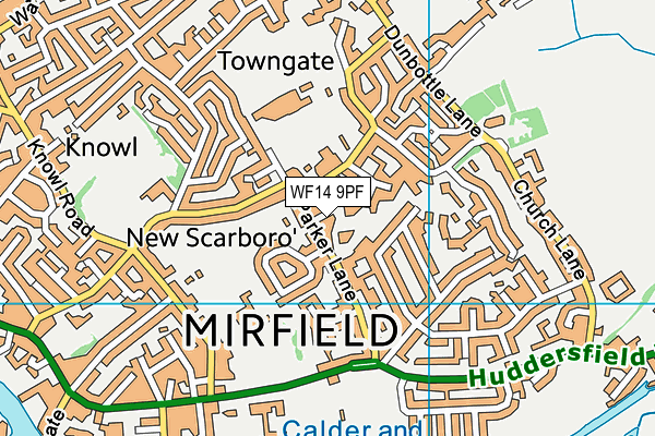WF14 9PF map - OS VectorMap District (Ordnance Survey)