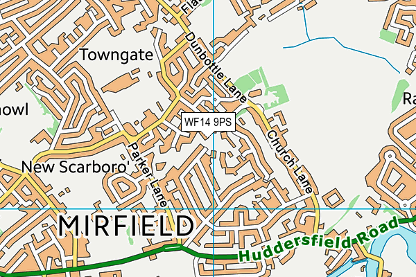 WF14 9PS map - OS VectorMap District (Ordnance Survey)