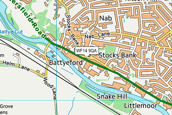 WF14 9QA map - OS VectorMap District (Ordnance Survey)