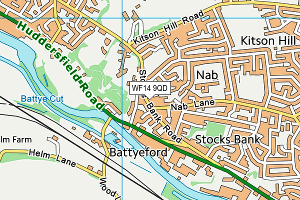 WF14 9QD map - OS VectorMap District (Ordnance Survey)