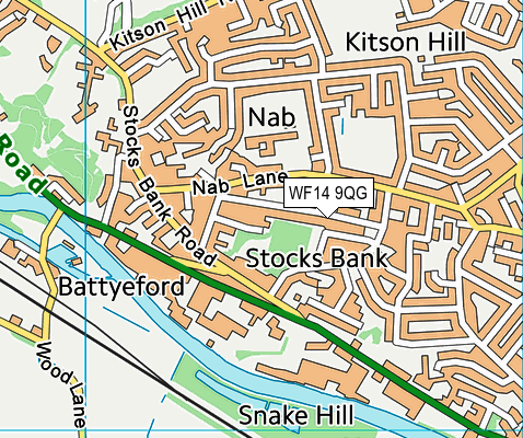 WF14 9QG map - OS VectorMap District (Ordnance Survey)