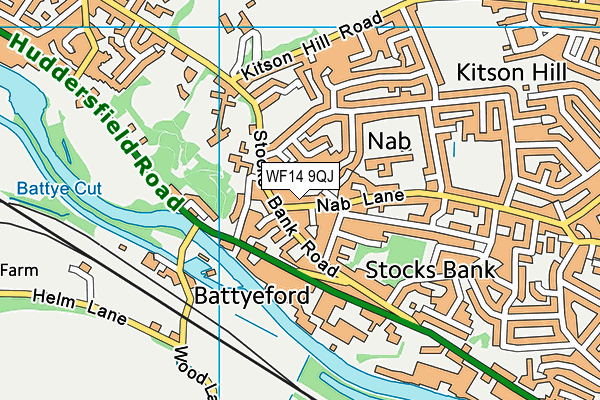 WF14 9QJ map - OS VectorMap District (Ordnance Survey)