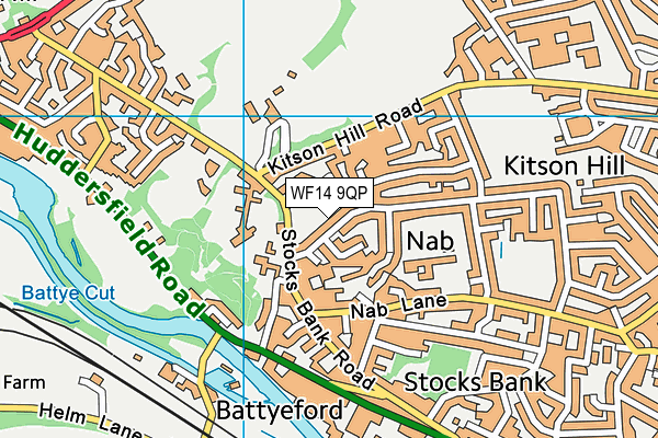 WF14 9QP map - OS VectorMap District (Ordnance Survey)