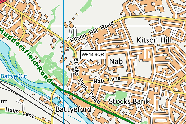 WF14 9QR map - OS VectorMap District (Ordnance Survey)