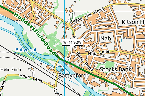 WF14 9QW map - OS VectorMap District (Ordnance Survey)
