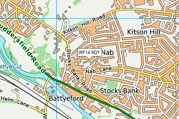 WF14 9QY map - OS VectorMap District (Ordnance Survey)