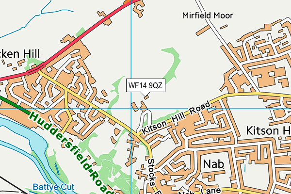 WF14 9QZ map - OS VectorMap District (Ordnance Survey)