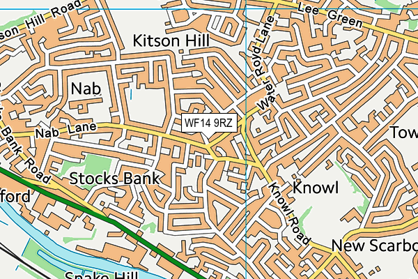 WF14 9RZ map - OS VectorMap District (Ordnance Survey)