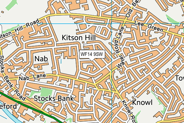 WF14 9SW map - OS VectorMap District (Ordnance Survey)