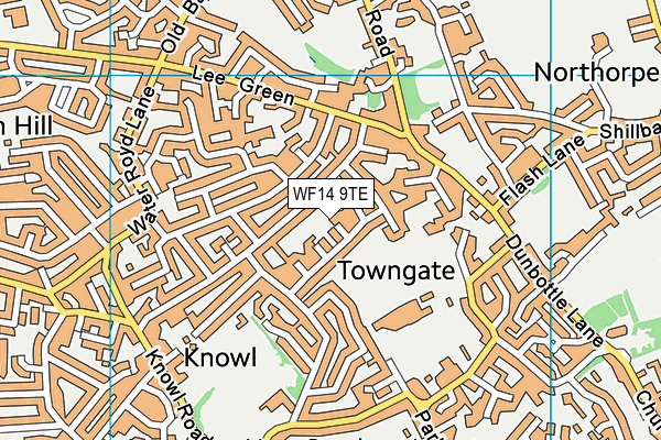 WF14 9TE map - OS VectorMap District (Ordnance Survey)