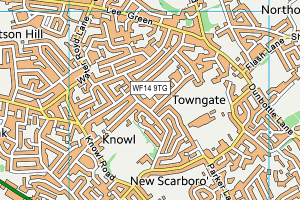 WF14 9TG map - OS VectorMap District (Ordnance Survey)