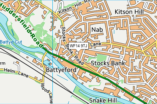 WF14 9TJ map - OS VectorMap District (Ordnance Survey)