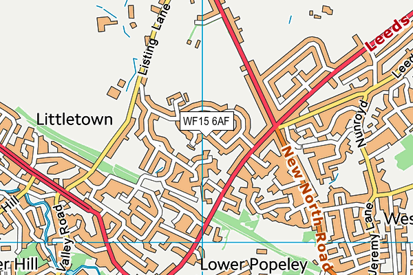 WF15 6AF map - OS VectorMap District (Ordnance Survey)