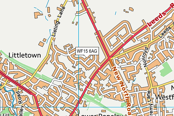 WF15 6AG map - OS VectorMap District (Ordnance Survey)