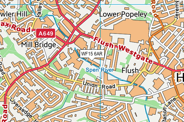 WF15 6AR map - OS VectorMap District (Ordnance Survey)