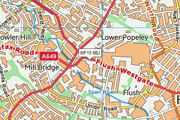 WF15 6BJ map - OS VectorMap District (Ordnance Survey)