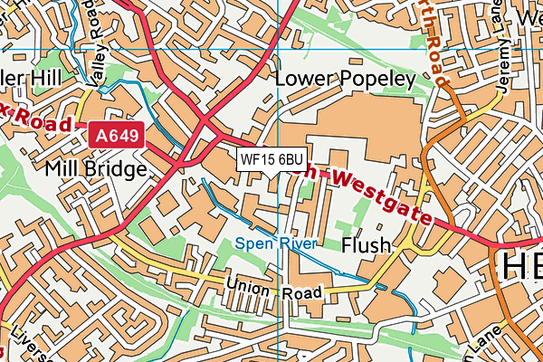 WF15 6BU map - OS VectorMap District (Ordnance Survey)