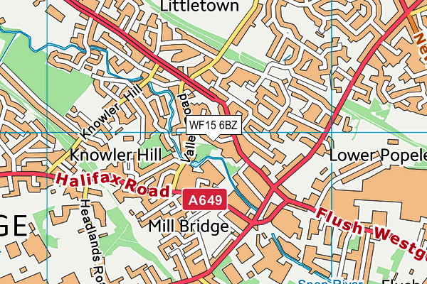 WF15 6BZ map - OS VectorMap District (Ordnance Survey)