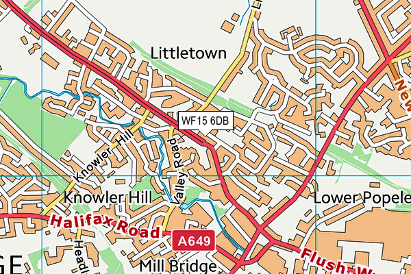 WF15 6DB map - OS VectorMap District (Ordnance Survey)