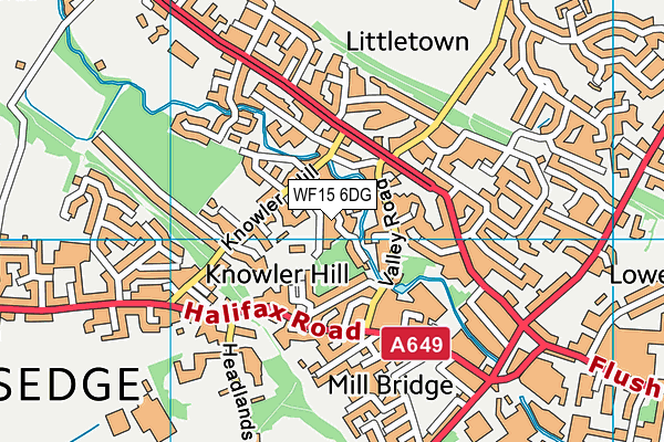 WF15 6DG map - OS VectorMap District (Ordnance Survey)