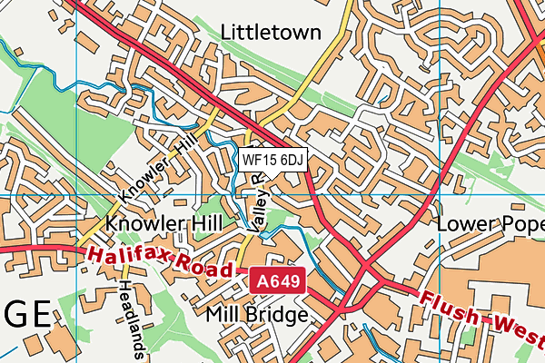 WF15 6DJ map - OS VectorMap District (Ordnance Survey)