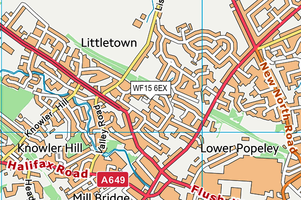 WF15 6EX map - OS VectorMap District (Ordnance Survey)