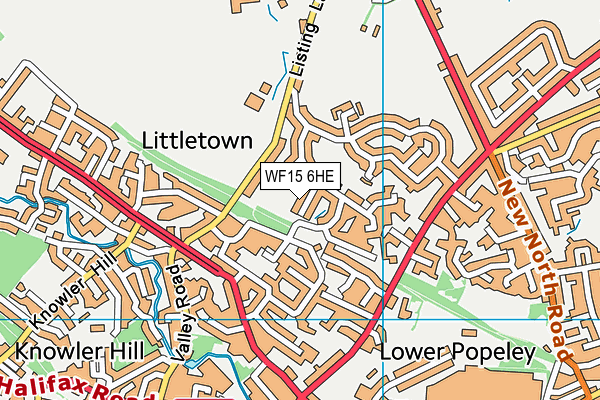 WF15 6HE map - OS VectorMap District (Ordnance Survey)