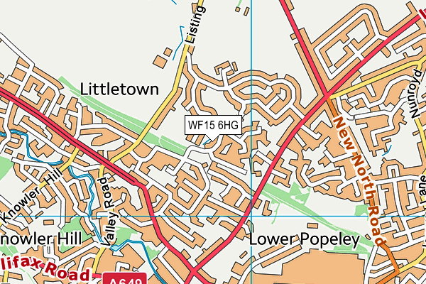 WF15 6HG map - OS VectorMap District (Ordnance Survey)