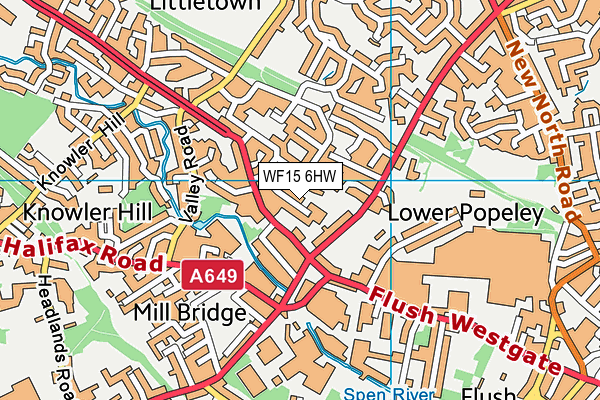 WF15 6HW map - OS VectorMap District (Ordnance Survey)