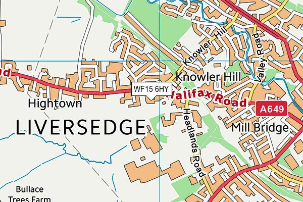 WF15 6HY map - OS VectorMap District (Ordnance Survey)