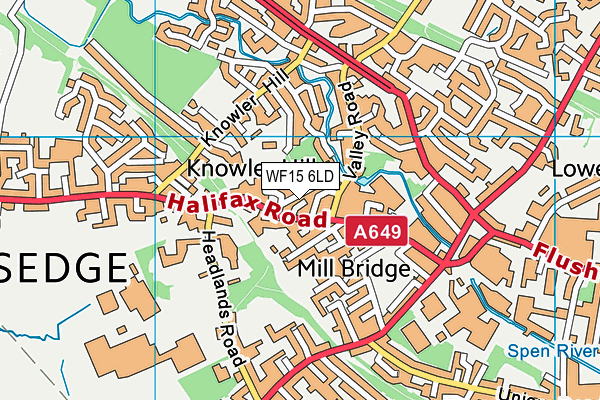 WF15 6LD map - OS VectorMap District (Ordnance Survey)